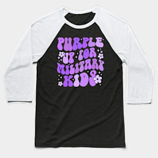 purple Up For Military Kids groovy Baseball T-Shirt